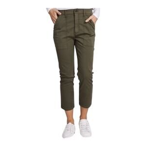 3x1 Sabine Tapered Stretch Twill Cropped Chino Pants in Moss Green Women's 25